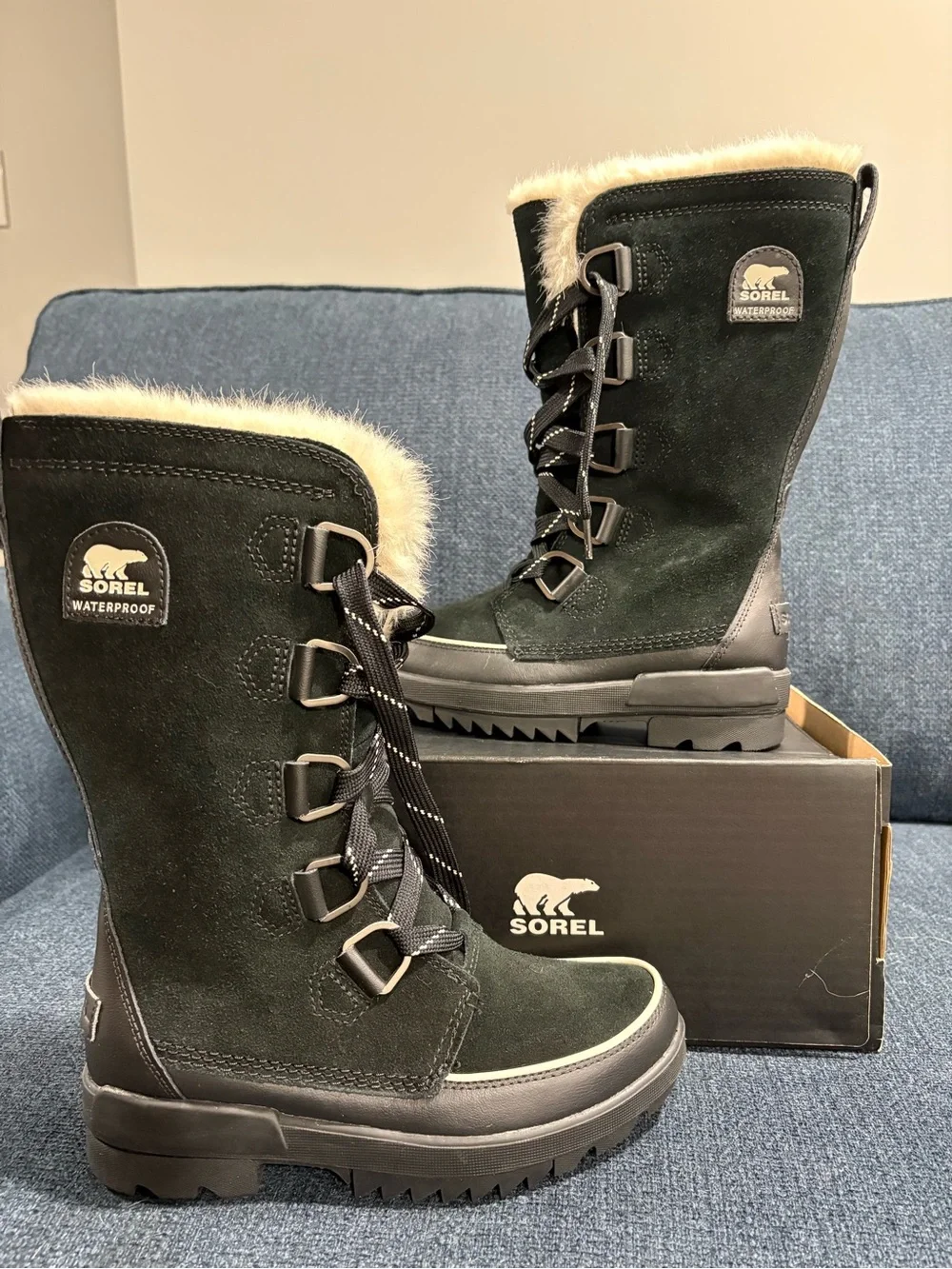 Sorel Tivoli IV Tall WP Womens Snow Winter Boot Waterproof Insulated Fur Black 6